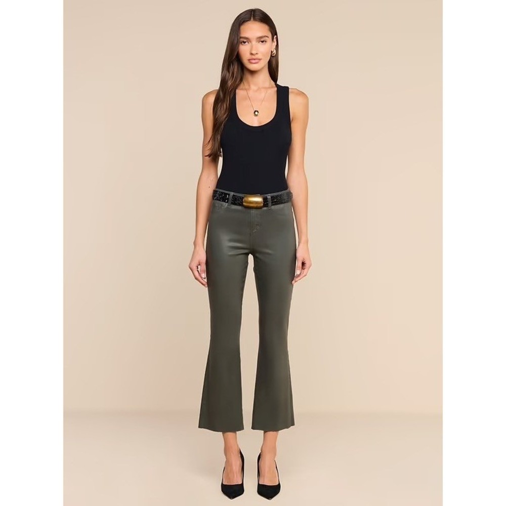 NWT L'AGENCE Kendra High Rise Cropped Flare Jeans Pinewood Premium Quiet Luxury